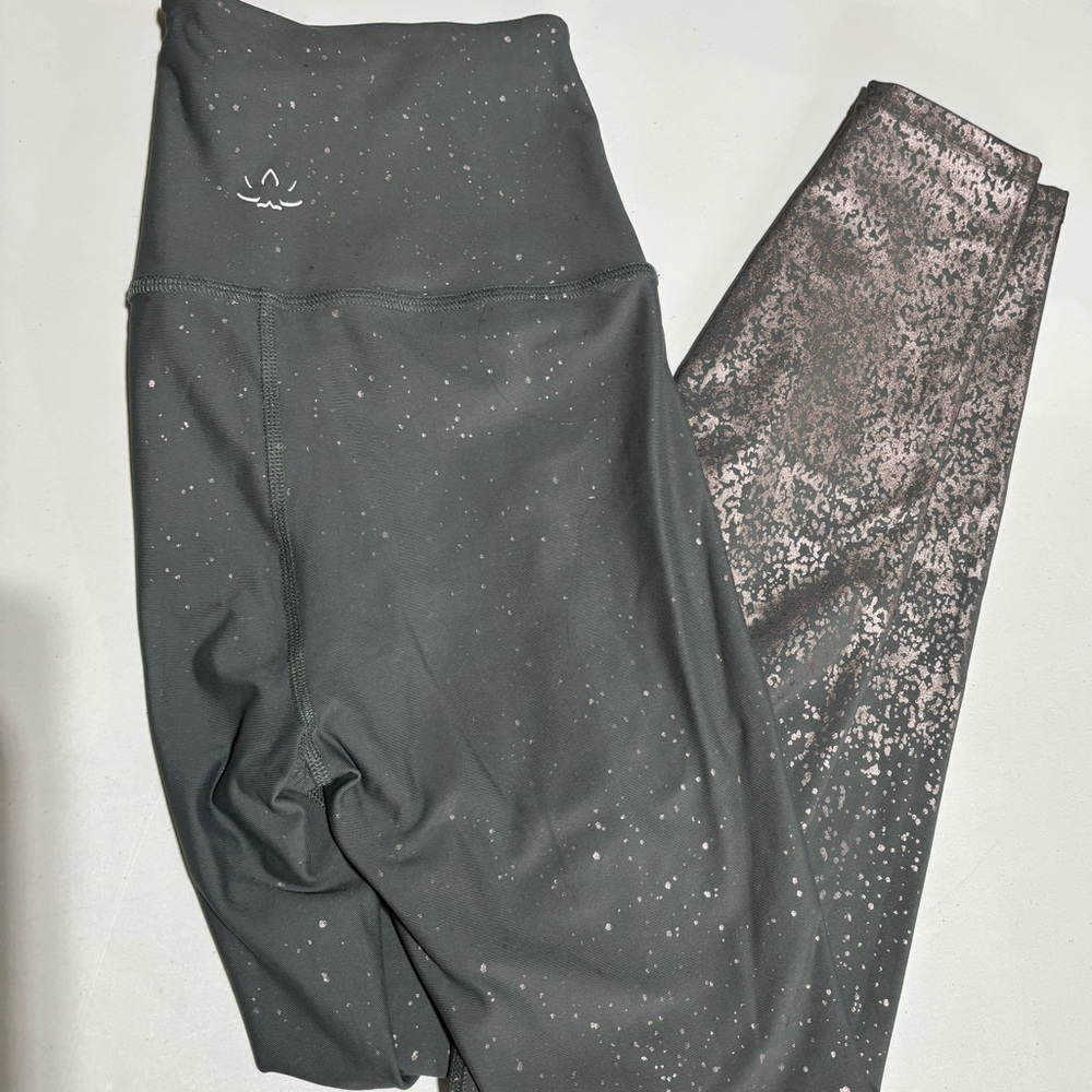 Grey and rose gold Two-Tone High Waist Leggings